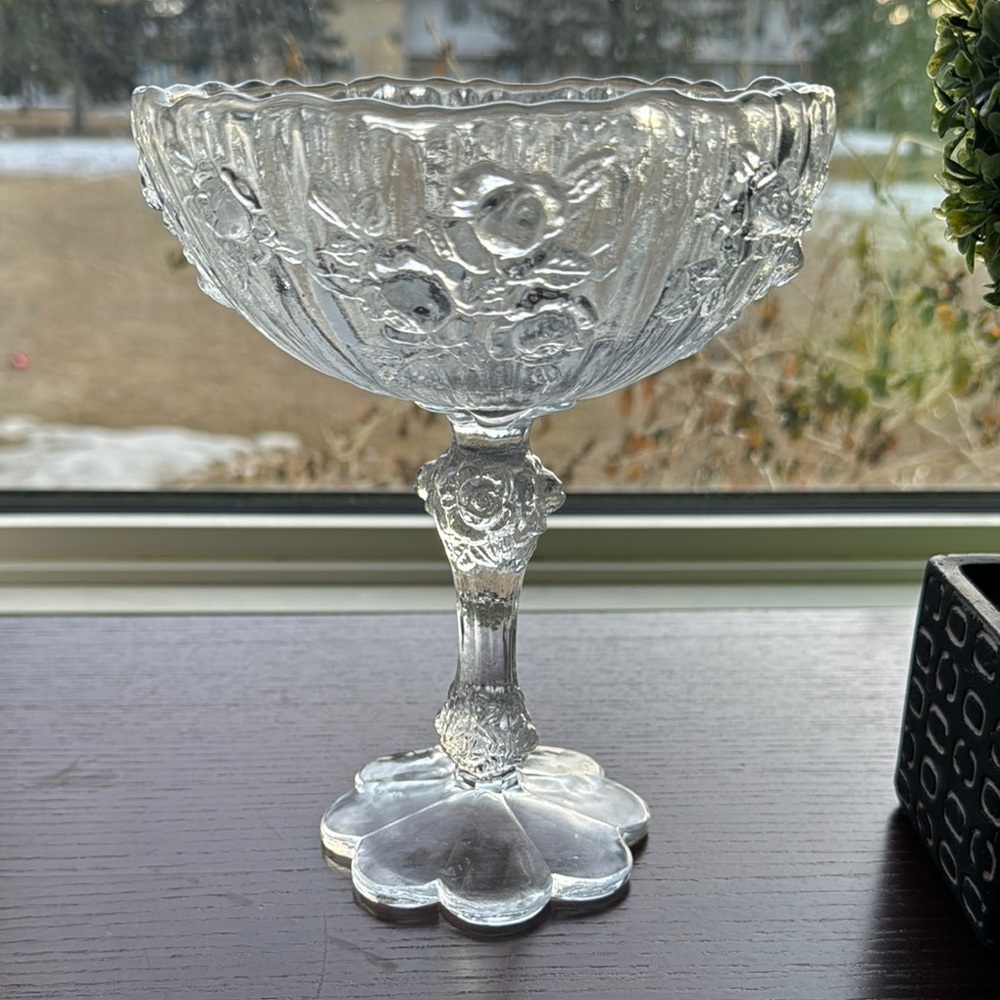 Fenton cabbage rose candy dish